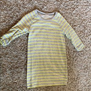 Grey and yellow striped sweatshirt dress from Gap